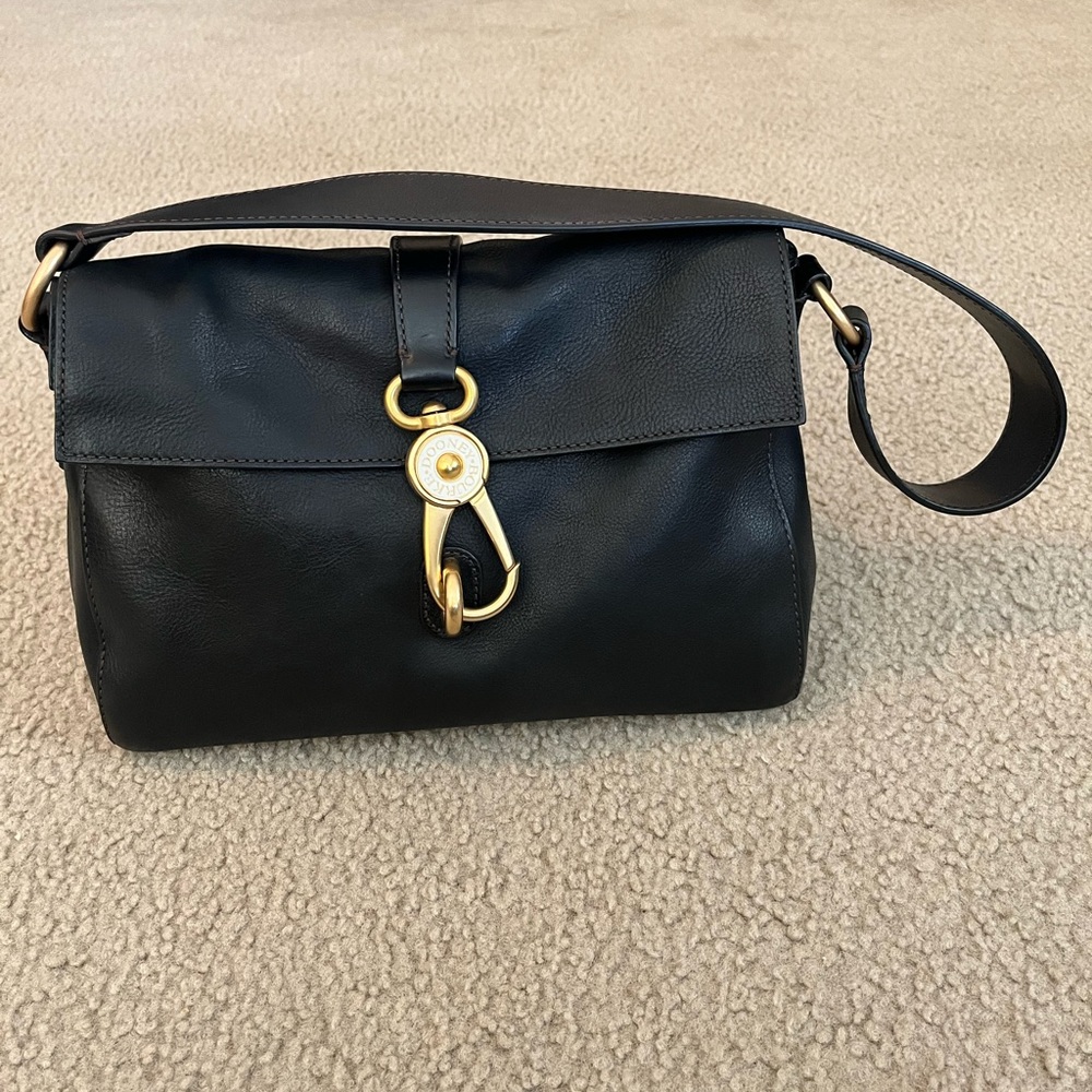 Dooney & Bourke Black Shoulder Bag with Gold Hardware